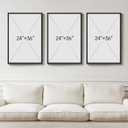 Framed Boho Botanical Wall Art for Living Room, 3 Piece Modern Farmhouse Neutral Floral Canvas Painting Prints, Minimalist Vintage Flower Plants Line Artwork for Bedroom Hallway Wall Decor, 24x36