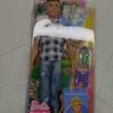Barbie It Takes Two Camping Set with Blonde Ken Doll in Plaid Shirt & Accessories Including Cooler, Map & More