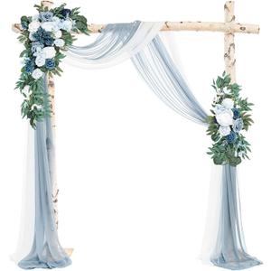 Emivery Wedding Arch Flowers Kit (Pack of 4) Dusty Blue Flower Arrangement with 2pcs Draping Fabric Artificial Flower Swag for Wedding Ceremony Reception Backdrop Decorations