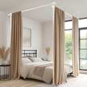 Gonnrly White Room Dividers Tension Curtain Rod, No Drilling Adjustable 72-200" W x 43-120" H Pole,Divider for Room Separation