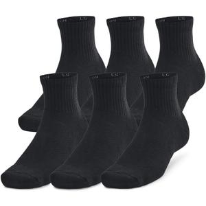 Under Armour Unisex Adult Training Cotton Quarter Socks (6 Pairs) (Large, (001) Black / Black / White)