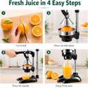 Professional Cast Iron Manual Citrus Juicer - Heavy Duty Hand Press for Orange, Lemon, Lime, Pomegranate - High Yield Juice Presser, Stable Countertop Design, Easy to Clean (BLACK)