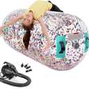 Estgora Gymnastics Barrel Inflatable Tumbling Air Roller, Gymnastic Tumble Equipment for Kids Home Use Back Handspring Trainer Octagon Tumbler Chearleeding Mat With Electric Pump ((L)45.2"x(Diam)35", Multicolored)