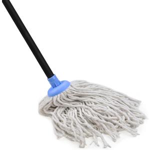 Indoor Mop for Floor Cleaning - Cotton Mops for Floor Cleaning, Regular Mop for Floors, 49-inch Simple Mops for Cleaning Living Rooms, Bathrooms, and Kitchens. (White&Blue)