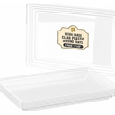6 Pack Extra Large Plastic Serving Trays for Party - 16 x 11 Clear Plastic Tray - Heavy Duty Trays for Food - Rectangular Party Serving Trays and Platters (Clear)