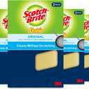 Scotch-Brite Dobie Non-Scratch All-Purpose Scrub Pads, 12 Total Pads (6 Packs of 2), Reusable Scouring Sponges for Kitchen & Bathroom, Safe on Non-Stick Cookware, Yellow