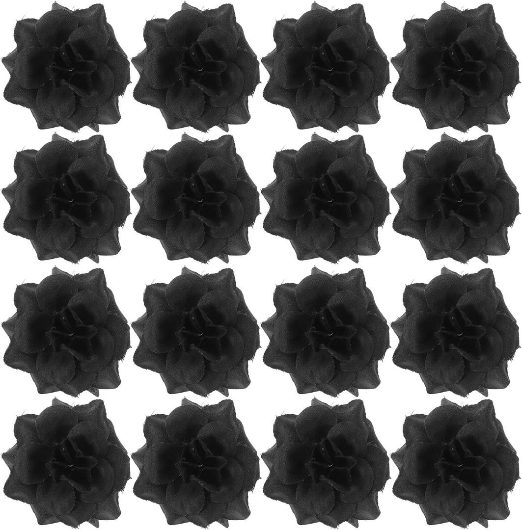 DOITOOL 50Pcs Black Roses Artificial Flowers, Stemless Artificial Rose Heads Fake Roses Heads for DIY Craft Wedding Halloween Party Home Decor