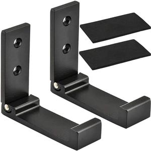 Latomex Folding Coat Hooks, Foldable Wall Hooks for Hanging Aluminum Alloy Cloth Hanger Coat Hanger Headphones Holder Headset Wall Hanger Hook- Pack of 2 (Black)
