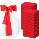 100 PCS Red Satin Chair Sashes, Red Chair Sash Satin Chair Cover Back Tie Supplies Chair Sashes Bows for Party Ceremony Banquet Chairs Decoration