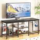 YGEOMER TV Stand for TVs Up to 55 Inch, Entertainment Center for Living Room, Bedroom, Black, 47.2"W x 11.8"D x 21.6"H