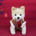 BAMY New Year Small Dog Coat Warm Cat Costume Winter Pet Clothes Vest of The Tang Dynasty Christmas Hoodie for Boy Puppy Kitten Teddy Bichon (L (Chest Circumference 21.2in))