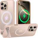 TAURI Magnetic for iPhone 16 Pro Case with Stand, [Compatible with MagSafe] Military-Grade Protection, [Translucent Matte] Shockproof Kickstand Case for 16 Pro 6.3", Desert Titanium