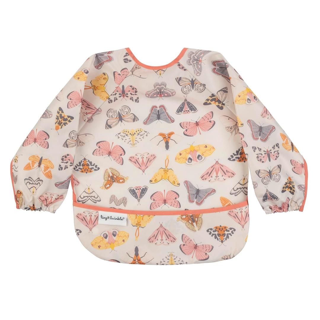 Tiny Twinkle Long Sleeve Bib for Babies & Toddlers | Waterproof Smock Bib for Eating | Machine Washable & Mess-Proof Feeding Essentials | Newborn Shower Gift (Flutter, 624M)