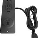 Walfront Recessed Power Strip Charger 2 AC Outlets PD 20W USB C 18W USB A 15W Furniture Flush Mount Power Strip with 1.5m Cord Leakage Guard Flame Retardant PC for Furniture (Black)