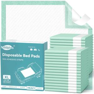 MILDPLUS Bed Pads with Adhesive Strips 30''X36'', 10 Count Chucks Disposable Underpads Extra Large Thicker Incontinence Pads for Unisex Adult, Senior, Kids and Pet (with Adhesive )