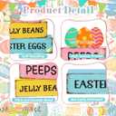 4 Pcs Easter Wooden Tiered Tray Decor, Easter Eggs Decorations Gifts for Home, Spring Table Centerpiece for Party Kitchen Holy Week Farmhouse (Pink)