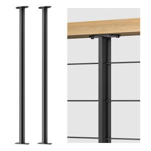 2-Pack Railing Post 36inch Stainless Steel Pre-drilled Intermediate Post/Studdle Pickets for 1/8" Deck Cable Railing, Level Cable Railing Fittings, Black