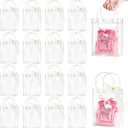 Ohuimrt 50 PCS Clear Plastic Gift Bags with Handles, 5.9 x 7.9 x 2.8 Inches Reusable Party Favor Bags with Ribbon Transparent Gift Wrap Bags Bulk for Weddings Birthdays