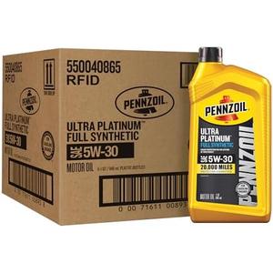 Pennzoil Ultra Platinum Full Synthetic 5W-30 Motor Oil, 1 Quart (4 Pack)