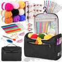 Aeelike Crochet Kit for Beginners Young and Old, First Crochet Kit for Adults Include 23pcs Crochet Hooks, 655 Yards Yarn Set for Crocheting, Instruction, Bag, Crochet Accessories and Supplies, Black