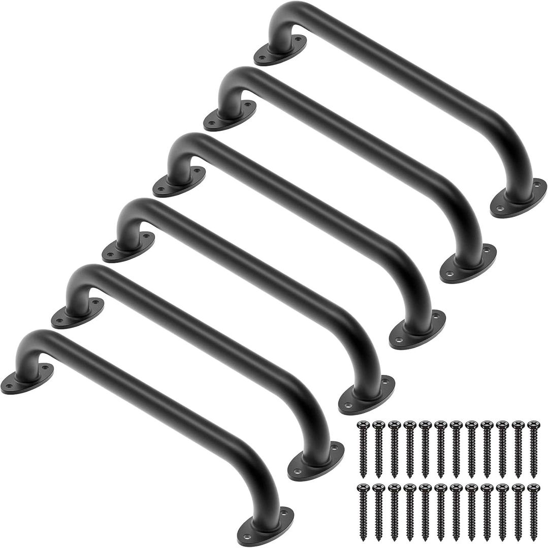 Dolibest 6 Pack 17-Inch Safety Handle, Metal Safety Playground Handles,Sturdy Playground Handle Bars & Wider Base Design, Playset Handles for Climbing Frame, Treehouse, Swing Set Accessories-Black