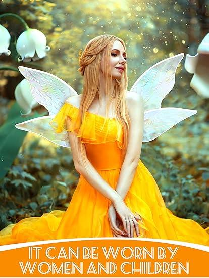 White Fairy Wings Butterfly Sparkling Sheer Wings Dress up Fairy Costume for Women Adults Teens Butterfly Halloween Cosplay Birthday Party Costumes Supplies