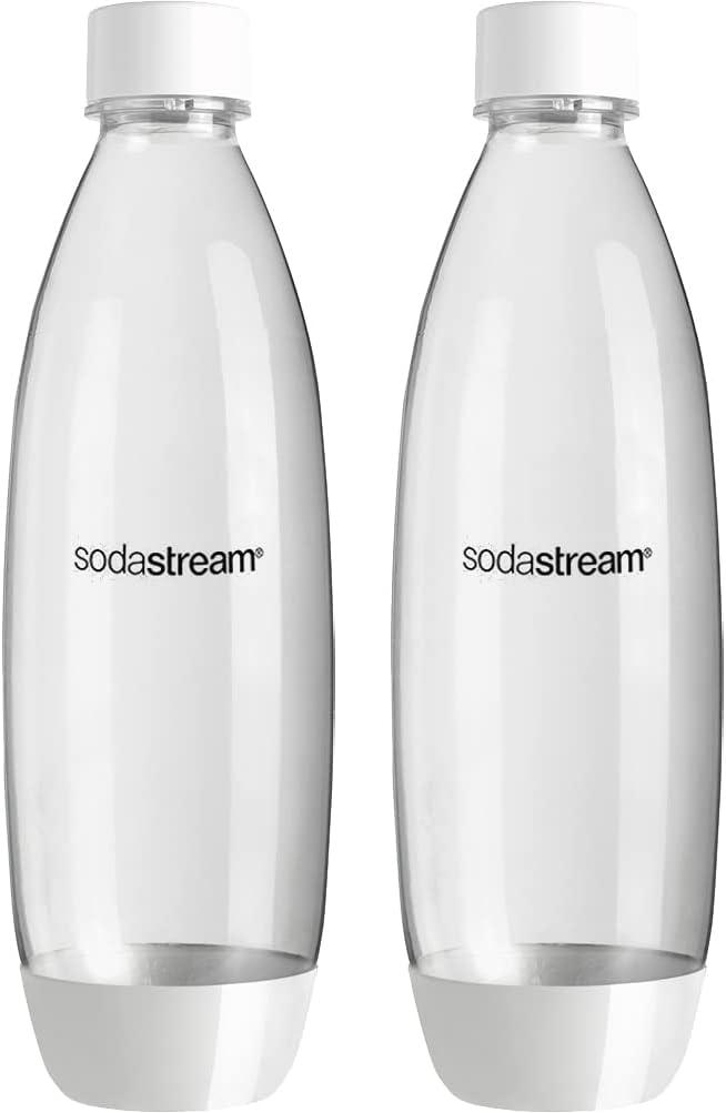 sodastream 1L Twin Pack Dishwasher Safe Slim Bottle (White)