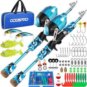 ODDSPRO Kids Fishing Pole, Portable Telescopic Fishing Rod and Reel Combo Kit - with Spincast Fishing Reel Tackle Box for Girls, Youth
