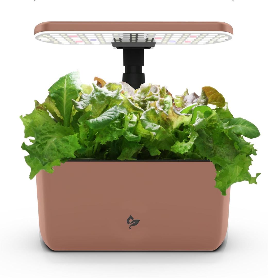 AeroGarden Harvest Lite in Mocha, Soil-Free Indoor Hydroponic Garden with LED Grow Light for Year-Round Gardening of up to 6 Herbs and Vegetables