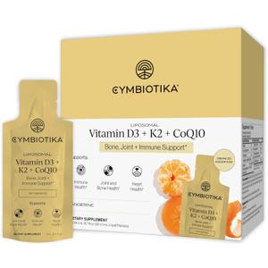 CYMBIOTIKA Liposomal Vitamin D3 + K2 + CoQ10 for Bone, Heart & Immune
Plant-based D3 with K2 MK-4 & MK-7 plus CoQ10 for immune & bone support. Enhanced absorption. Lemon, 28 packets. Vegan.