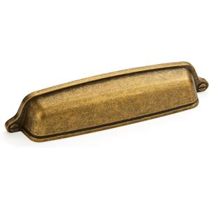 khtumeware 6 Pack 5 inch(128mm) Vintage Drawer Pulls Antique Brass Cabinet Cup Pulls Cabinet Hardware Kitchen Cabinet Handles Bin Cup Pulls for Kitchen Cabinets. (Cup Pulls 5" hole centers)