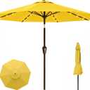 11FT Solar Lighted Patio Umbrella, Outdoor Table Market Umbrellas with Crank Lift, 32 LED Lights, 8 Sturdy Ribs, UV-Resistant for Deck, Garden, Pool