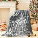 Lahome Christmas Blanket, Christmas Decorations Gifts for Women, Flannel Fleece Winter Holiday Blanket, Fluffy Cozy Soft Christams Throws for Couch Sofa Bed, ChristamsTree Pattern, Gray, 50" X 60"