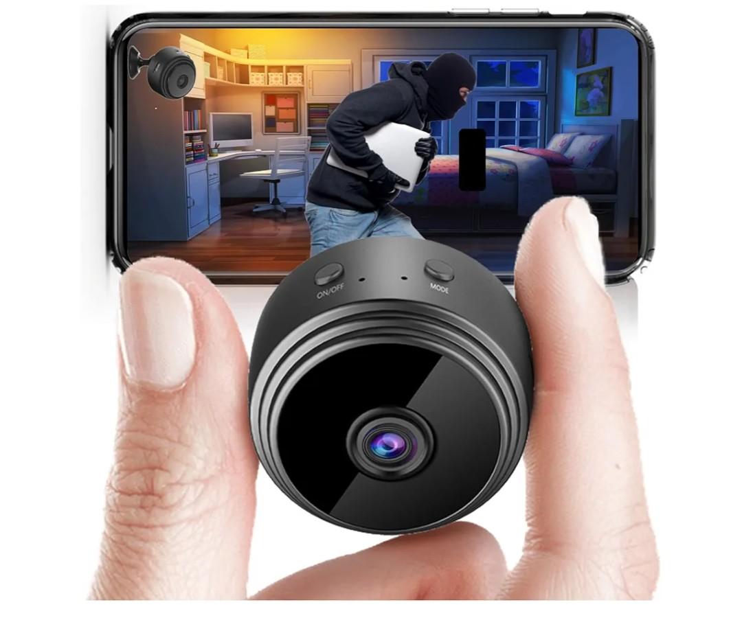 2025 Upgraded Small Camera Wireless Indoor - WiFi Small Cameras Wireless - 1080P HD Home Security Camera Vision (Black)