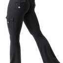YEOREO CoreFlex Women Workout Flare Leggings with Pockets Hidden Scrunch High Waisted Cargo Gym Yoga No Front Seam Leggings (Black, M)