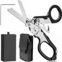 6-in-1 trauma shears, Foldable Trauma Scissors, Heavy-Duty EmergencyOutdoor sports equipment, Car seat belt cutter, Oxygen Cylinder Wrench,Comes with EDC toolkit (black)