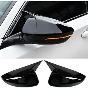 Compatible with 2018-2022 2023 2024 2025 Honda Accord Ox Horn Rearview Mirror Cover, Side Door Mirror Caps Trim for 10th 11th Gen Accord (Glossy Black)