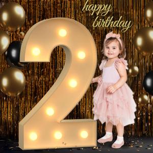 3FT Marquee Numbers, Light Up Numbers 2 for 2nd 20th 21st Birthday Decorations, Big Numbers for Party Decorations, Large Light Up Numbers for Party Decor DIY Pre-Cut Foamboad Mosaic Numbers