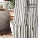 Farmhouse Shower Curtain with Ruffle Hem Linen Shower Curtains for Bathroom Country Vintage Rustic Natural Fabric, Cream-Grey Stripe 72" W x 96" L