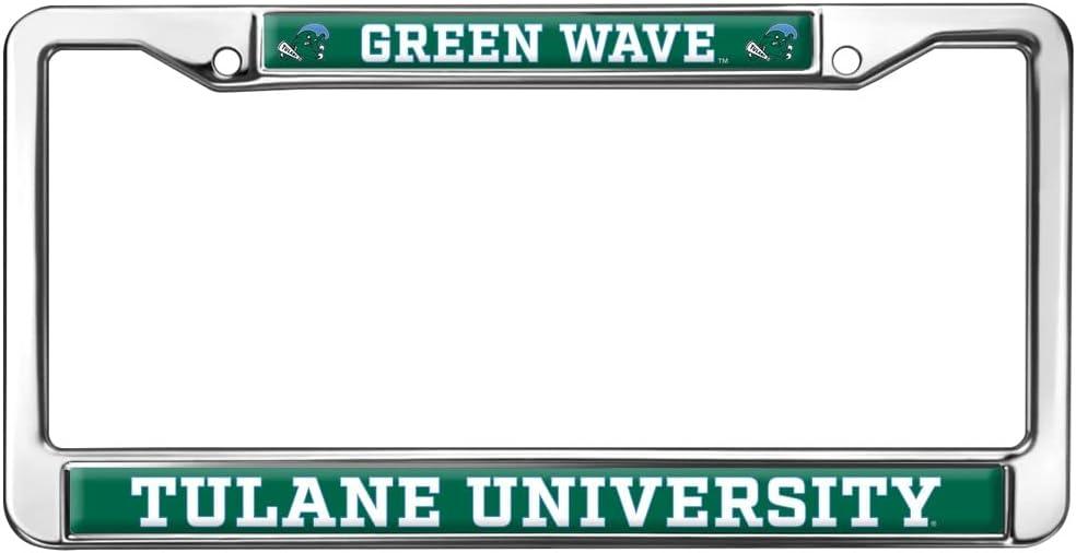 Tulane University Green Wave Logo Full Size Standard License Plate Metal Frame