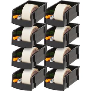 IRIS USA Stackable Bins, 7.5 x 4.5 x 3 inch, Plastic Hanging Open Front Shelf Bin Storage Organizer for Hardware, Craft Supplies, Small Parts, Nuts and Bolts, Garage Organization, 8 Pack- Small, Black