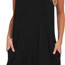 MISFAY Women's Summer Casual T Shirt Dresses Beach Cover up Tank Dress (Black, L)