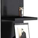 LitaEther Versatile 7 Tier Wall Shelf Unit,Black Lack Wall Shelf,Display Floating Shelf with LED Remote Control Light