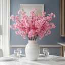 Daifunli 6 Pcs Artificial Cherry Blossom Branches Silk Fake Cherry Blossom Flowers 43 Inch Faux Stems for Spring Home Decor, Table Centerpieces, Wedding Bouquets(Deep Pink,Classic)