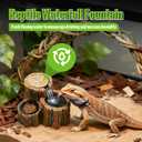 MIXJOY 2 in 1 Reptile Water Fountain with Food Dish 550ML, Reptile Waterfall Drinking Fountain with Adjustable Flow, Natural Resin, Reptile Water Dispenser for Bearded Dragon Gecko Lizard Chameleon