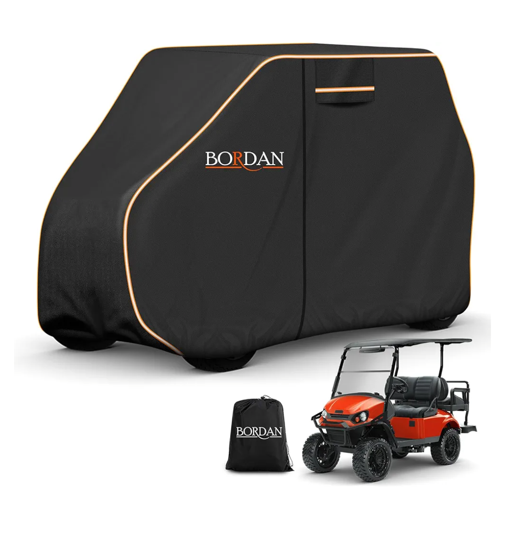 Heavy Duty Golf Cart Cover 2/4/2+2/4+2 Passengers for Most Brand Yamaha Honda Club Car EZGO Golf Carts, Waterproof Golf Cart Covers with Rainproof Zipper Doors Sunproof Dustproof (3 Sizes)