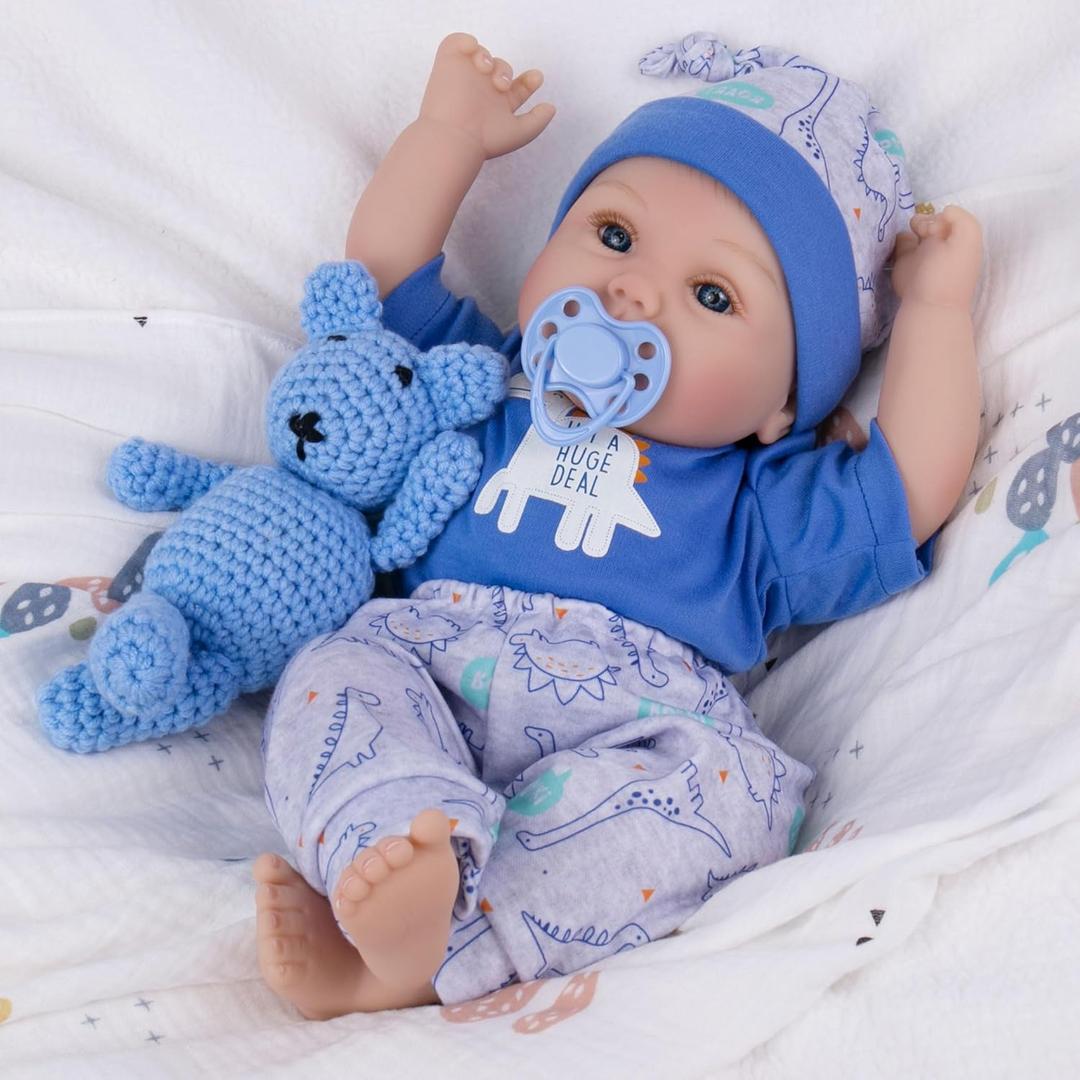 Milidool Lifelike Reborn Baby Dolls Boy - 18-Inch Baby Soft Body Realistic-Newborn Baby Dolls Cloth Body Real Life Baby Dolls with Toy Accessories for Kids Age 3 4 5 6 7 + (Cody)