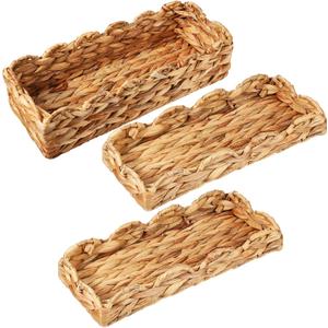 Umigy 3 Pcs Wicker Baskets Water Hyacinth Toilet Paper Basket Woven Rectangle Toilet Tank Basket Hyacinth Paper Storage Holder Organizer Storage Containers for Bathroom Bedroom Kitchen (Creative)