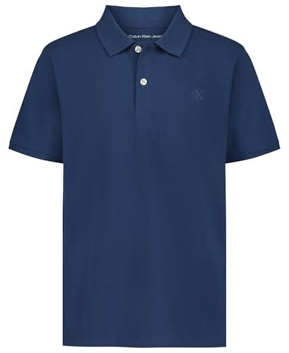 Calvin Klein Boys' Short Sleeve Micro Pique Solid Polo, Dark Denim, 14-16 L