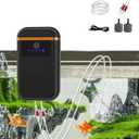 Battery Aquarium Air Pump, USB Rechargeable Aquarium Bubbler Aerator for 10-100 Gallon, 1.5W Lithium Battery Operated Aquarium Air Pump with 2 Outlets for Fish Tank, Hydroponic, Outdoor Fishing